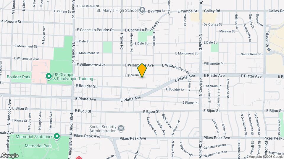 412 E St Vrain St Map and Location Details