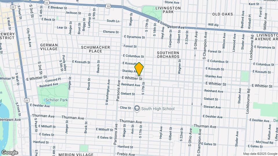 628 E Whittier St Mapa y Detalles de la Ubicación
