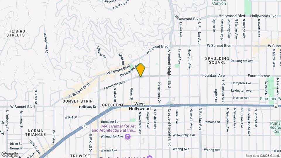 1288 N Sweetzer Ave, Unit PetsAllowed Mapa y Detalles de la Ubicación