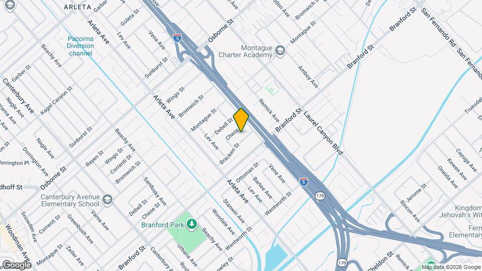 13101 1/2 Bracken St, Unit Bracken St ADU Map and Location Details