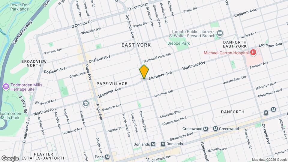 216 Donlands Ave Map and Location Details