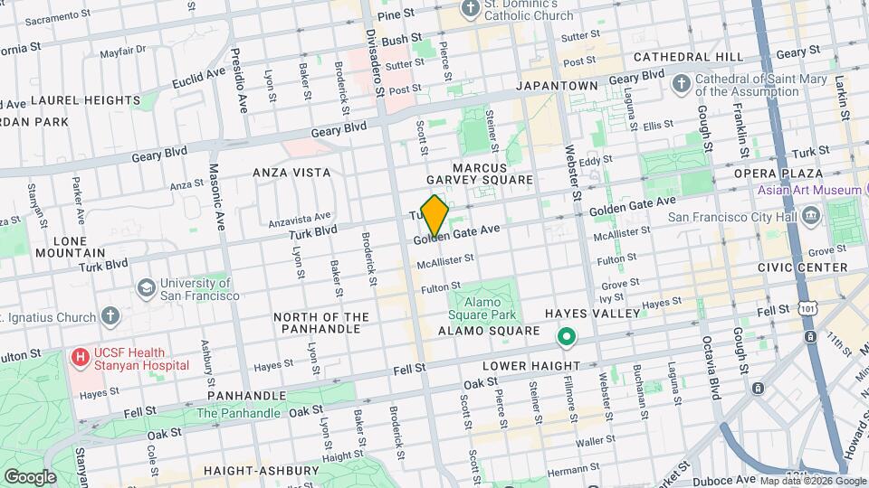 1609 Golden Gate Ave, Unit second bedroom Mapa y Detalles de la Ubicación
