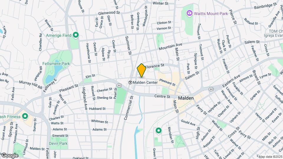 J Malden Center Mapa y Detalles de la Ubicación
