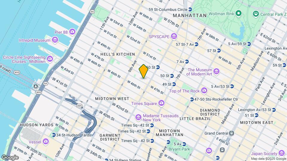 313 W 47th St Mapa y Detalles de la Ubicación