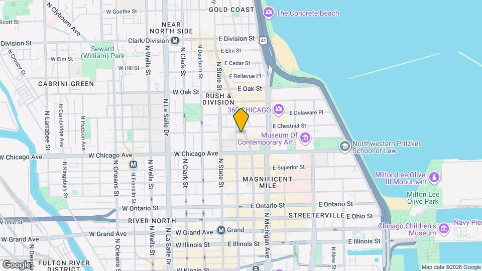 844 N Rush St Map and Location Details