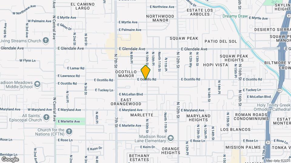 925 Ocotillo Rd Map and Location Details