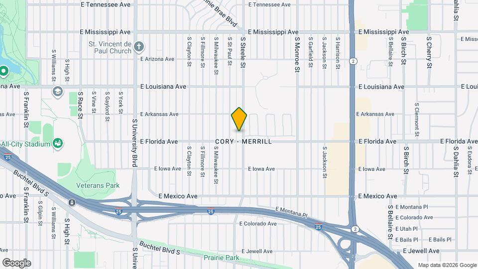 1479 S Steele St Map and Location Details