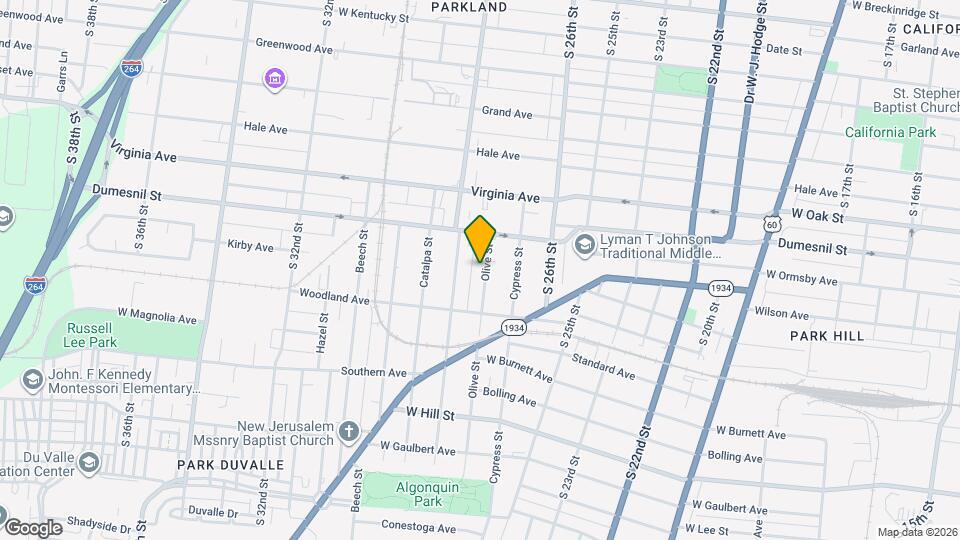 1332 Olive St Map and Location Details