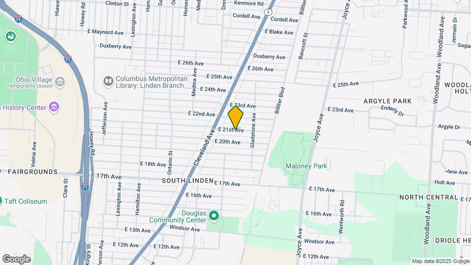 1095-1097 E 21st Ave Columbus, OH 43211 Mapa y Detalles de la Ubicación