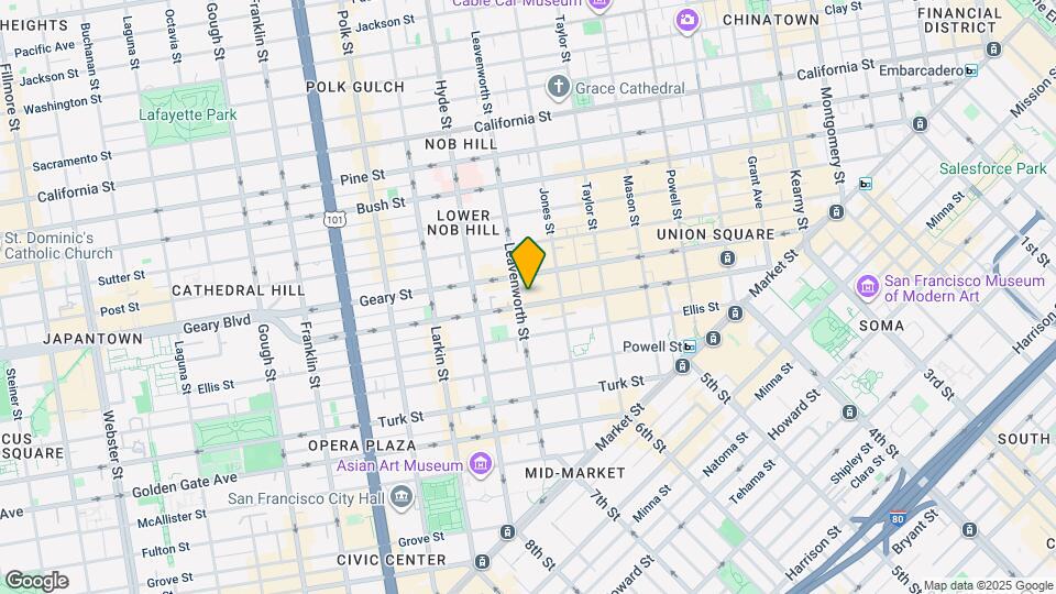 580 O'Farrell St Map and Location Details