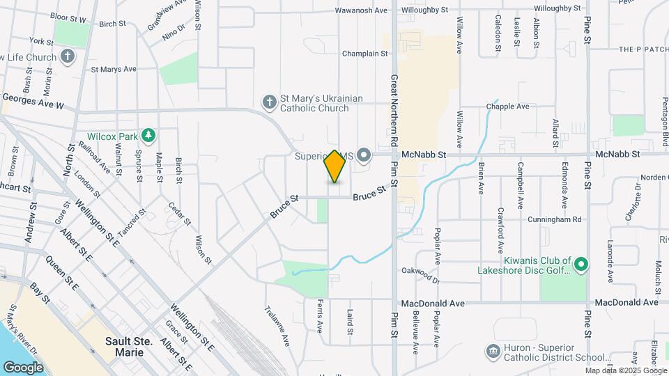 2-Bed Single Family Home in Sault Ste. Marie | In-Unit Laundry & Parking Map and Location Details