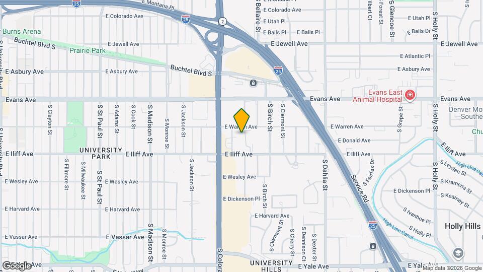 4180 E Warren Ave Mapa y Detalles de la Ubicación
