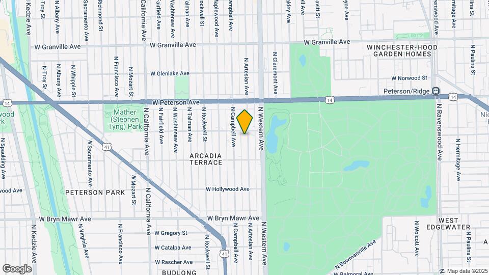 5852 N Artesian Ave Map and Location Details