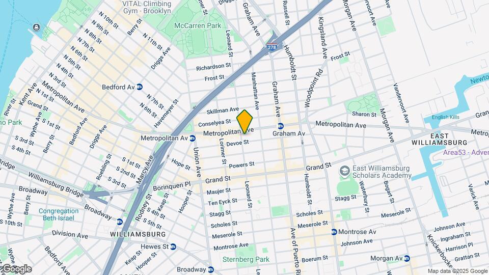 282 Leonard St Mapa y Detalles de la Ubicación
