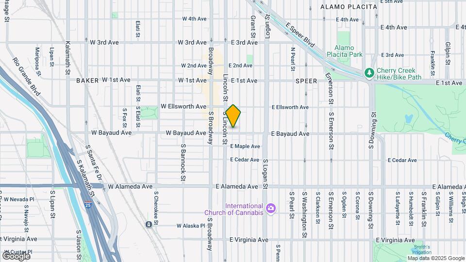 123 E Bayaud Ave Map and Location Details