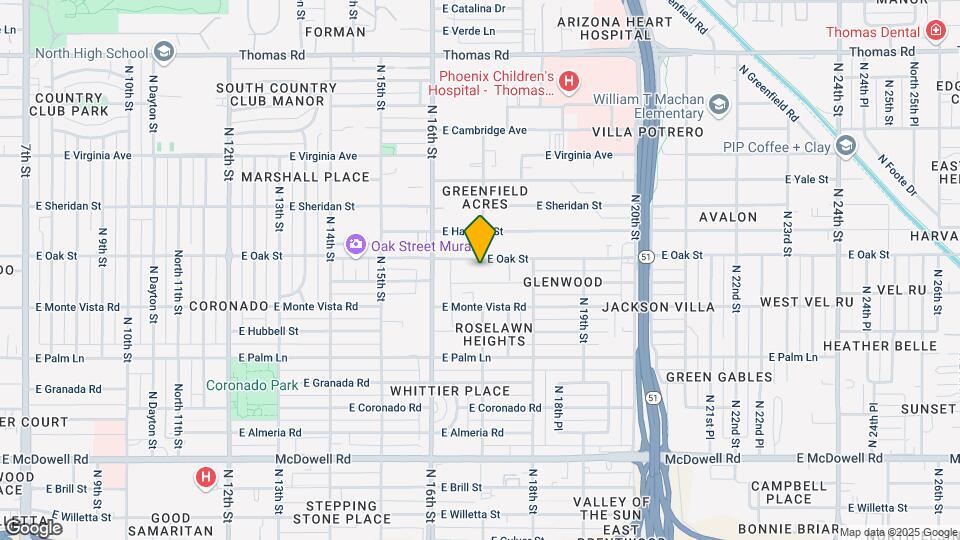 1649 E Oak St Mapa y Detalles de la Ubicación