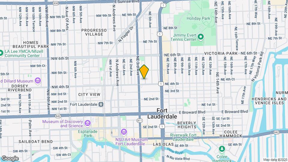 411 NE 4th Ave Map and Location Details