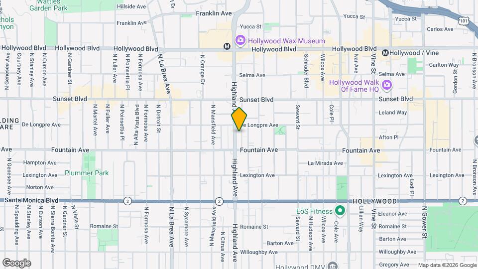 1342 N Highland Ave Map and Location Details