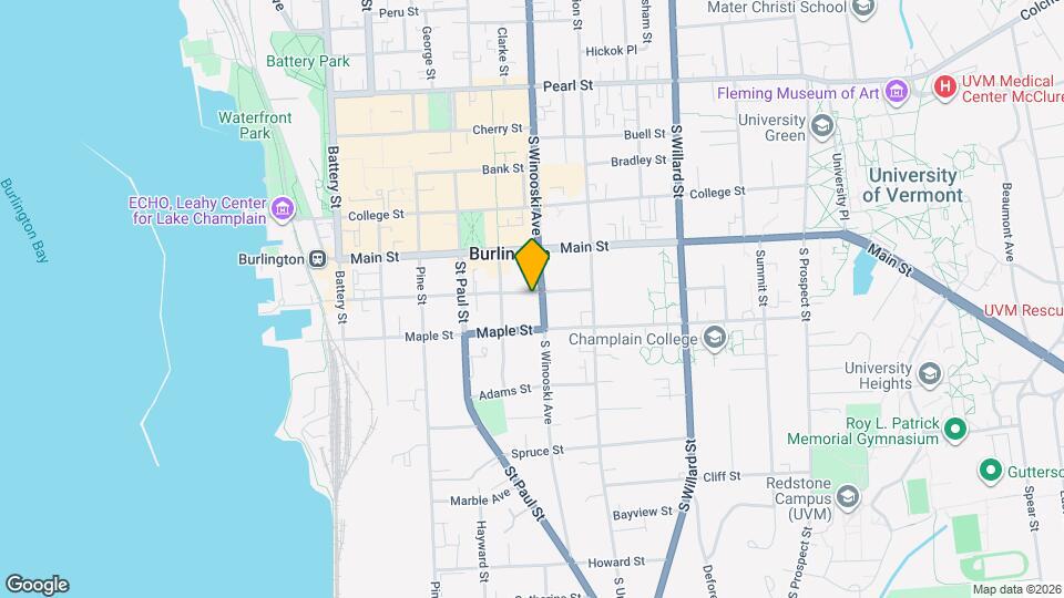 191 S Winooski Ave, Unit City lounge Map and Location Details