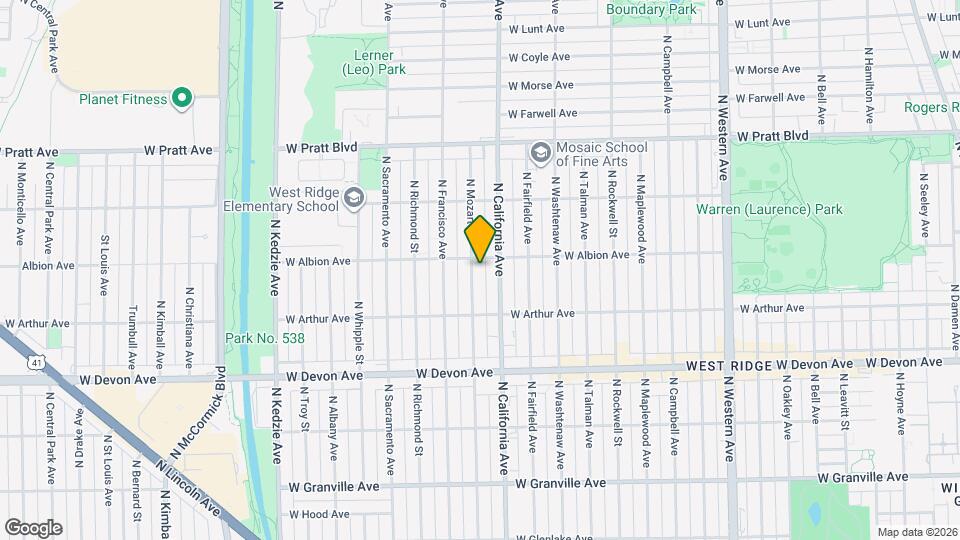 6549 N Mozart St Map and Location Details