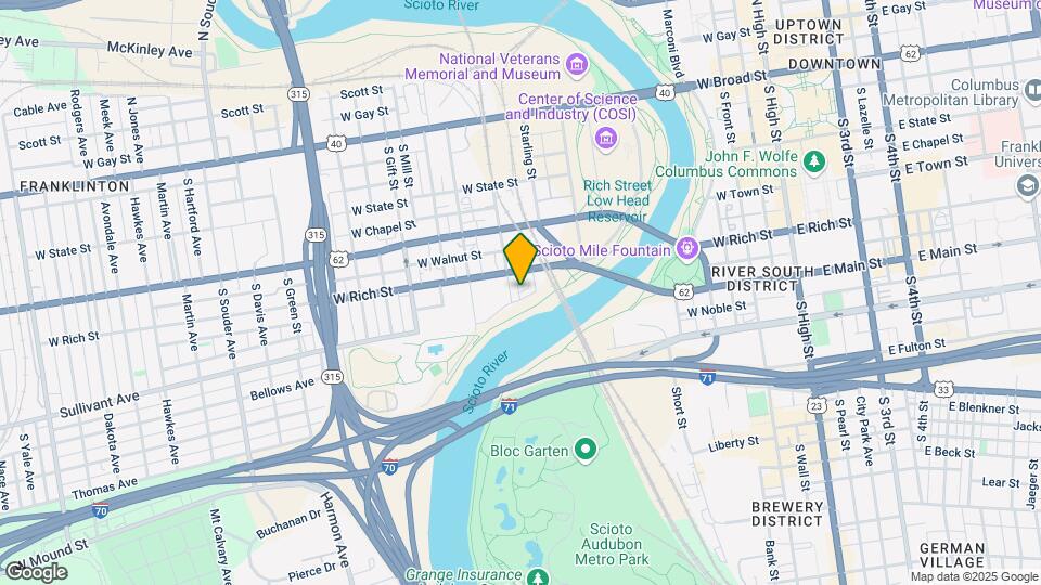 401 W Rich St Mapa y Detalles de la Ubicación