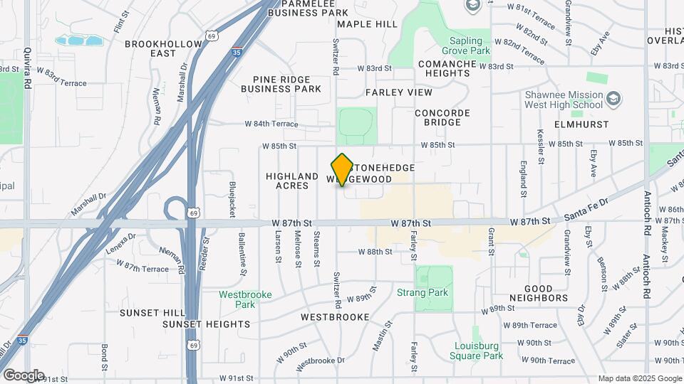 10235 W 86th Terrace Map and Location Details