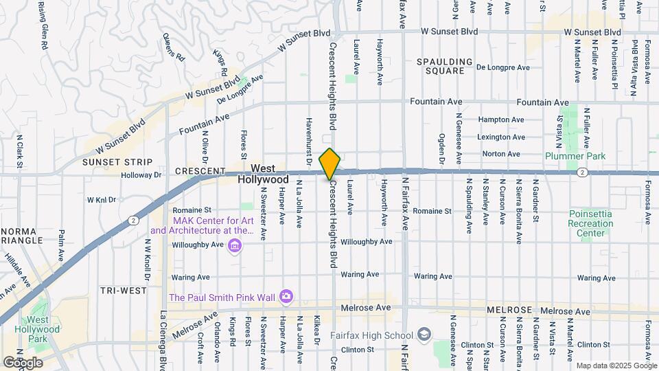 1047 N Crescent Heights Blvd Map and Location Details