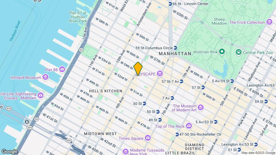 355 W 53rd St, Unit 1E/2E Map and Location Details