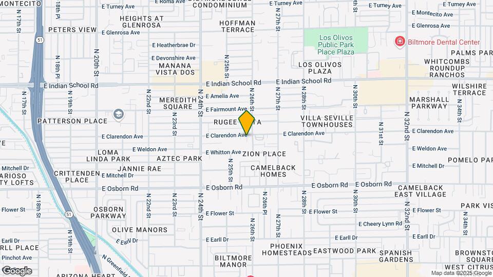 2535-2549 E Clarendon Ave Mapa y Detalles de la Ubicación
