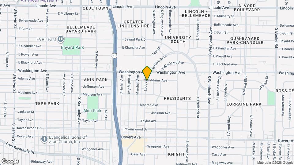 1401 Adams Ave Map and Location Details