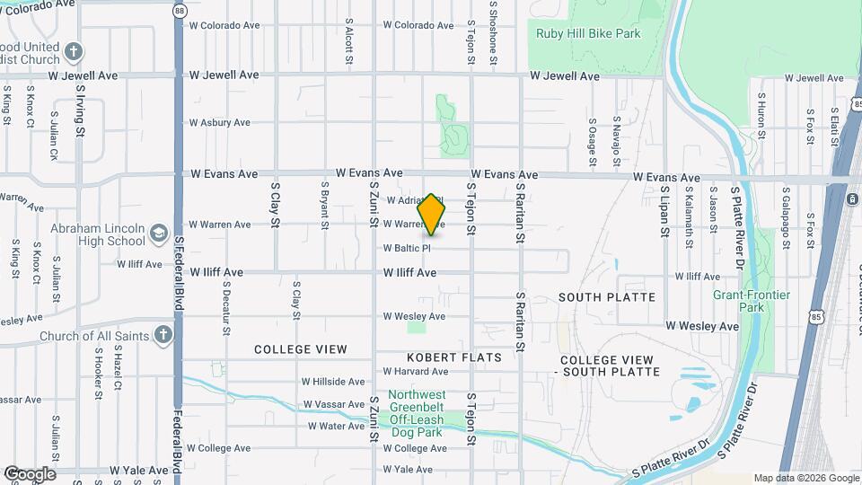 2155 W Baltic Pl Map and Location Details