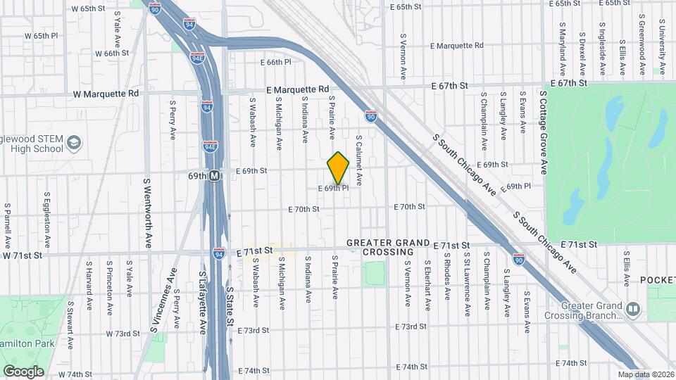 6927 S Prairie Ave Map and Location Details