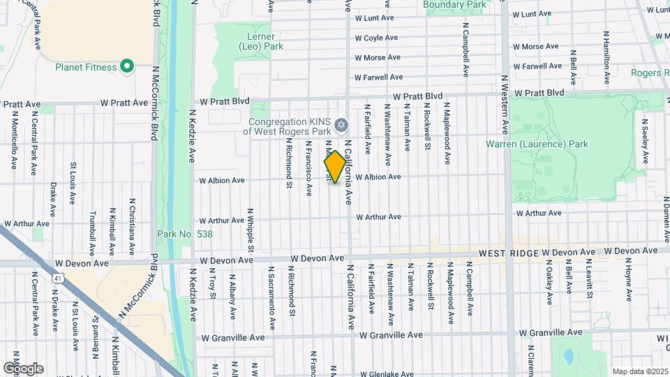 6545 N Mozart St Map and Location Details
