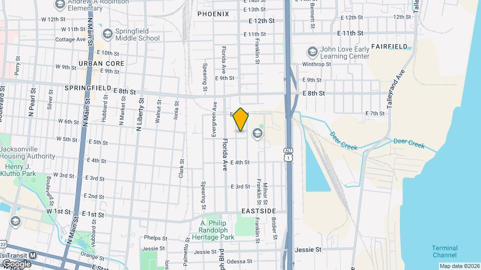 1115 E 5th St Map and Location Details