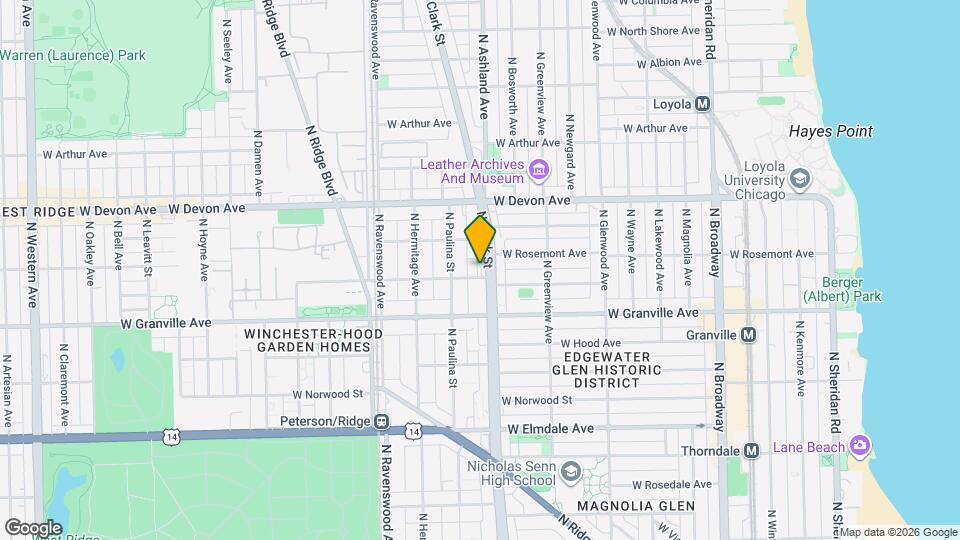 1605 W Thome Ave Mapa y Detalles de la Ubicación