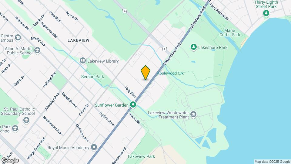 1227 Lakeshore Rd E Map and Location Details
