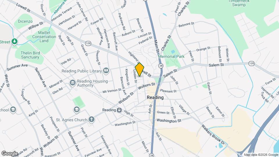 52 Sanborn St, Unit Downtown Reading Condo Map and Location Details