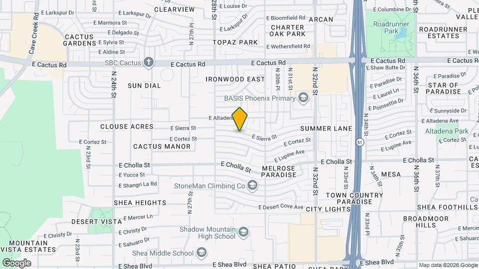 2845 E Sierra St Map and Location Details