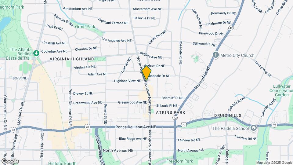 897 North Highland Avenue Northeast Map and Location Details