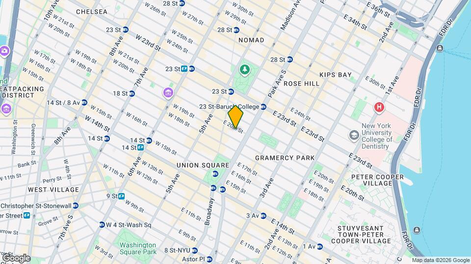 34 E 20th St Map and Location Details