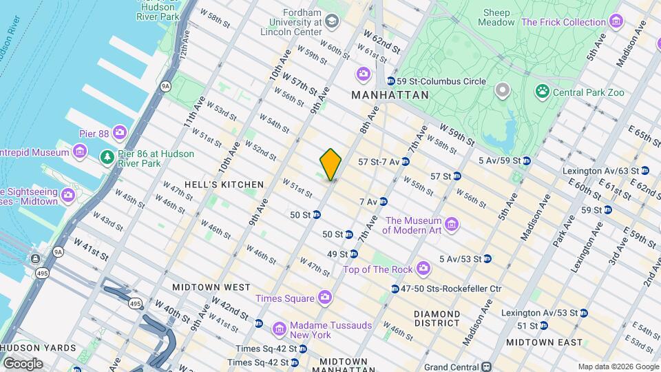 305 W 52nd St Map and Location Details