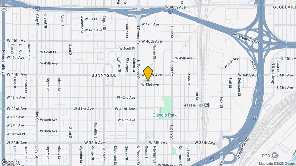 1475 W 43rd Ave Mapa y Detalles de la Ubicación