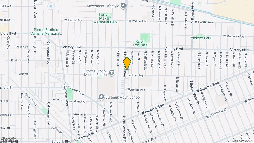 1814 N Hollywood Way, Unit #B Map and Location Details