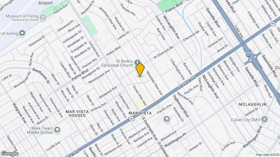 3649 Grand View Blvd, Unit Artsy Studio Mapa y Detalles de la Ubicación