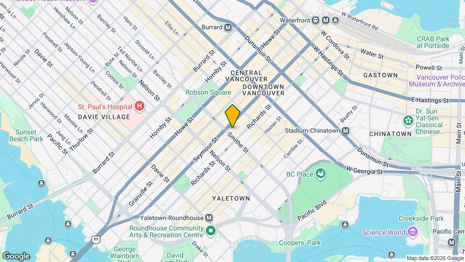 565 Smithe St, Unit 1606 Map and Location Details