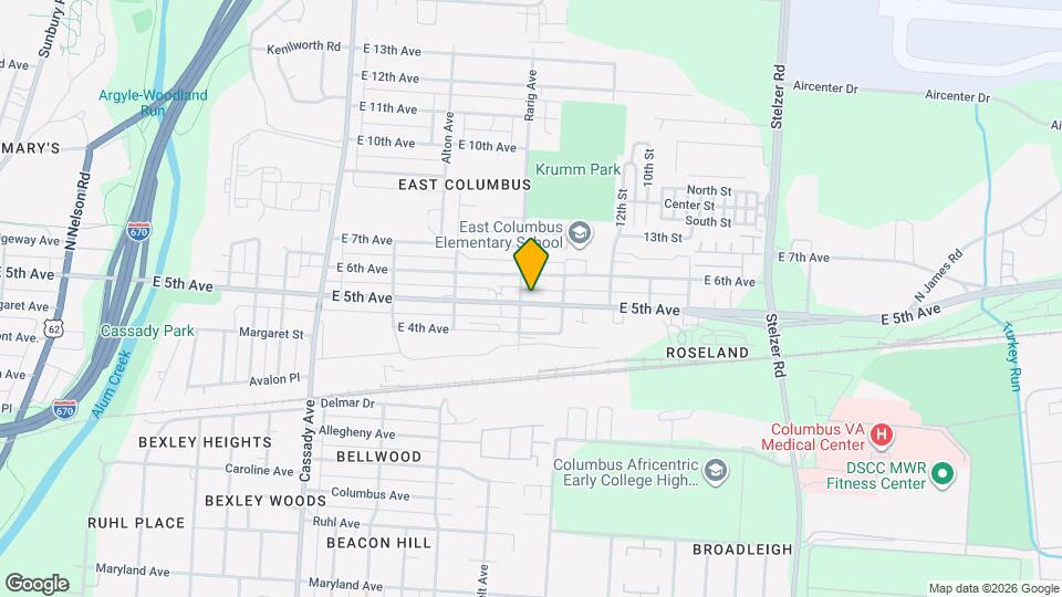 East Fifth Avenue Apartments Map and Location Details