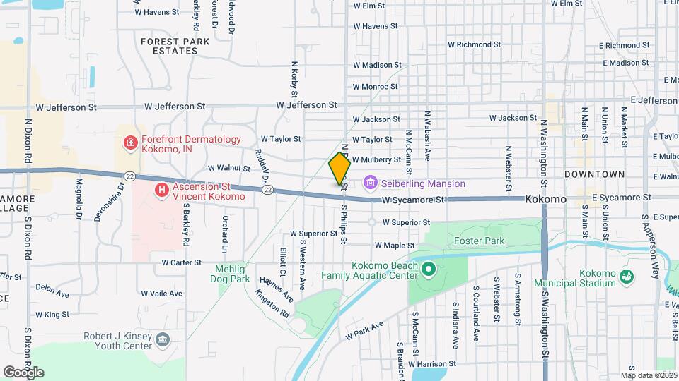 1302 W Sycamore St Map and Location Details