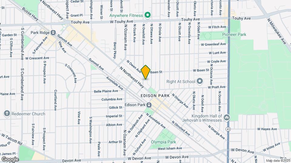 6857 N Overhill Ave Map and Location Details