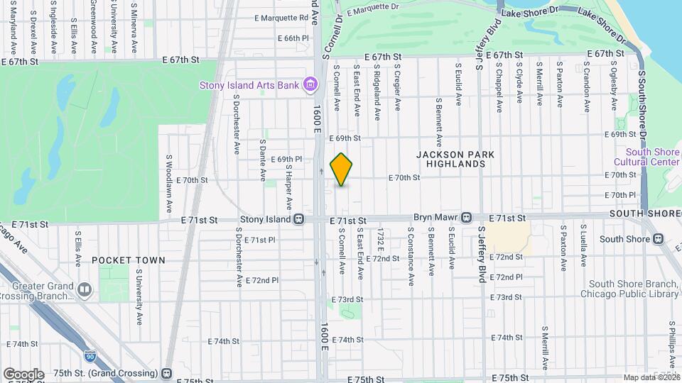 7018 S Cornell Ave, Unit Apt 2 Map and Location Details
