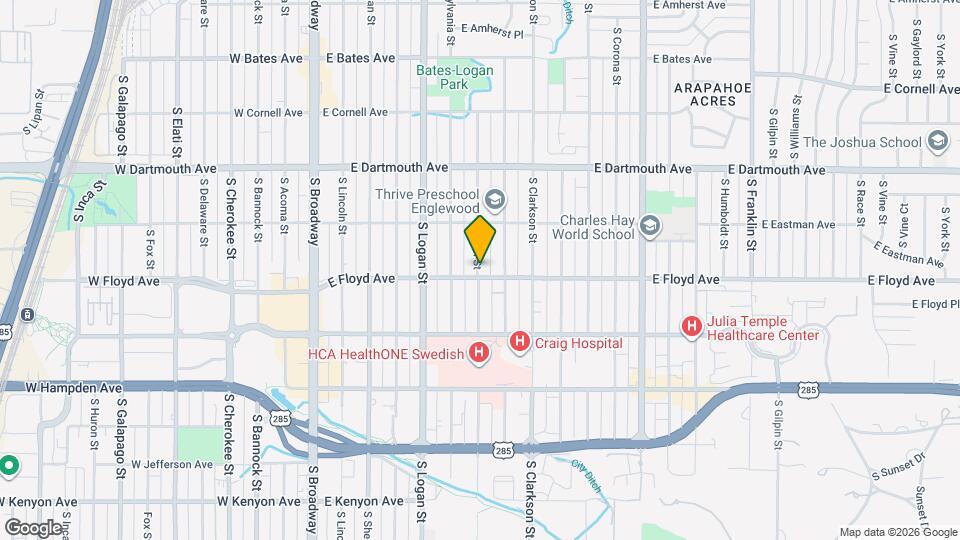 3296 S Pearl St, Unit Garden Level Map and Location Details